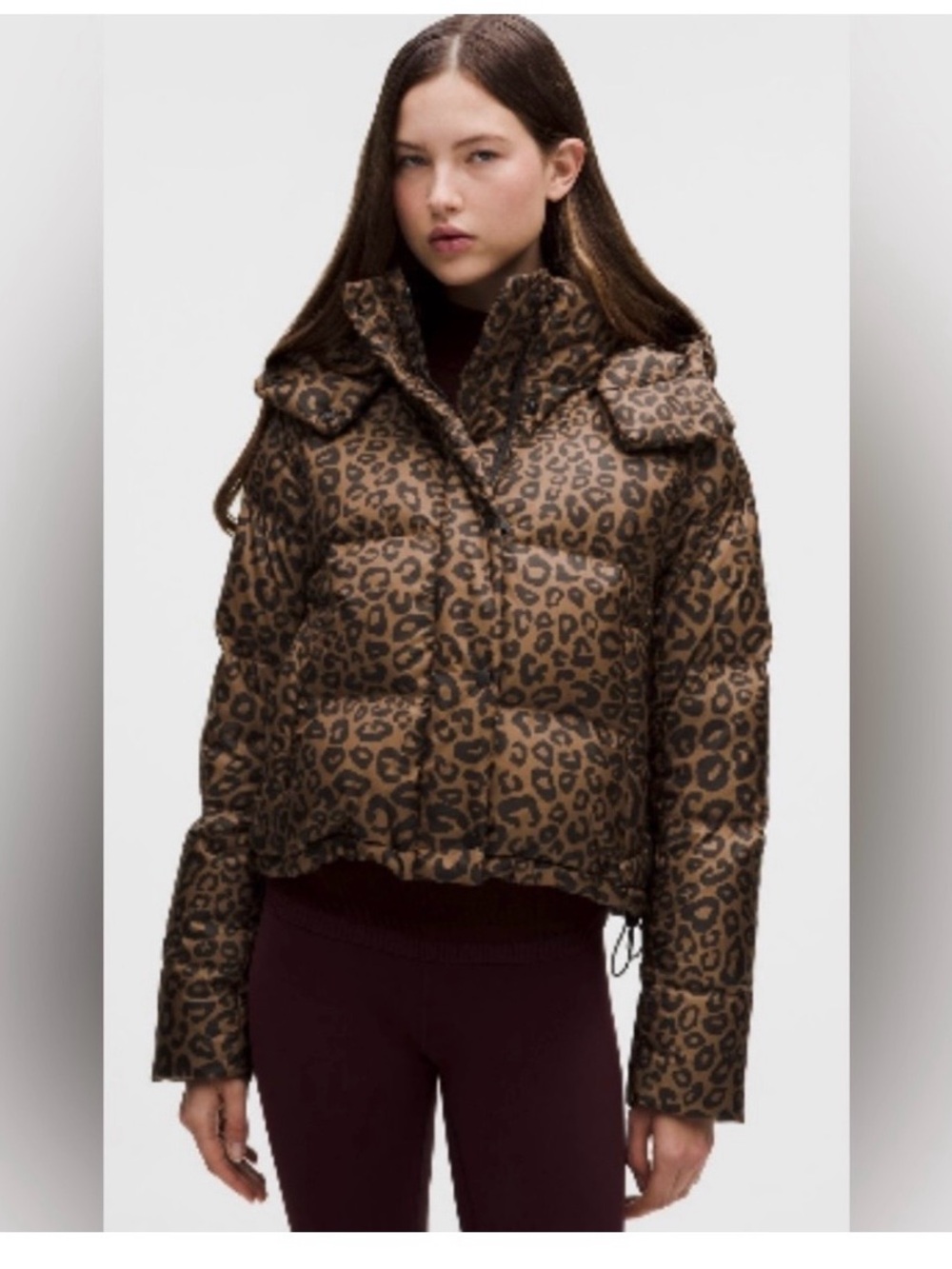 lululemon Wunder Puff Leopard Print Puffer Jacket - Brown & Black Size 6